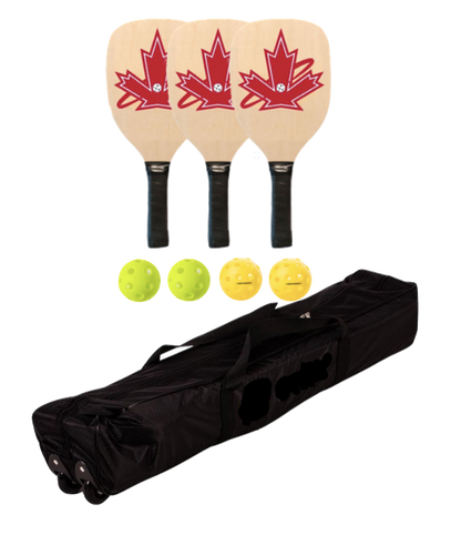 Premium Wooden 3 Paddle + Net Package